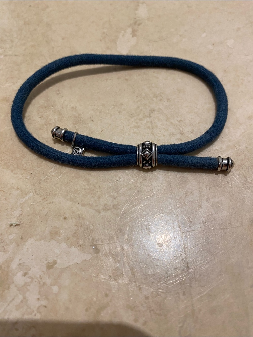 David Yurman blue Cord Bracelet with Silver Accents-  one size - expandable